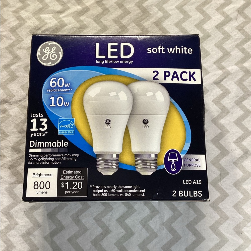 GE Soft White LED Dimmable Light Bulbs - 2 Pack